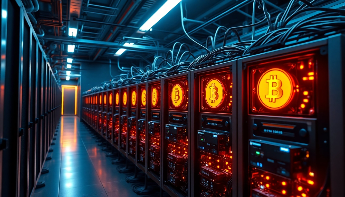 Explore the intricate world of Bitcoin mining with this captivating image of modern mining rigs in action.