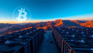 Explore the advanced Bitcoin mining process showcased in a modern facility filled with high-tech mining rigs.