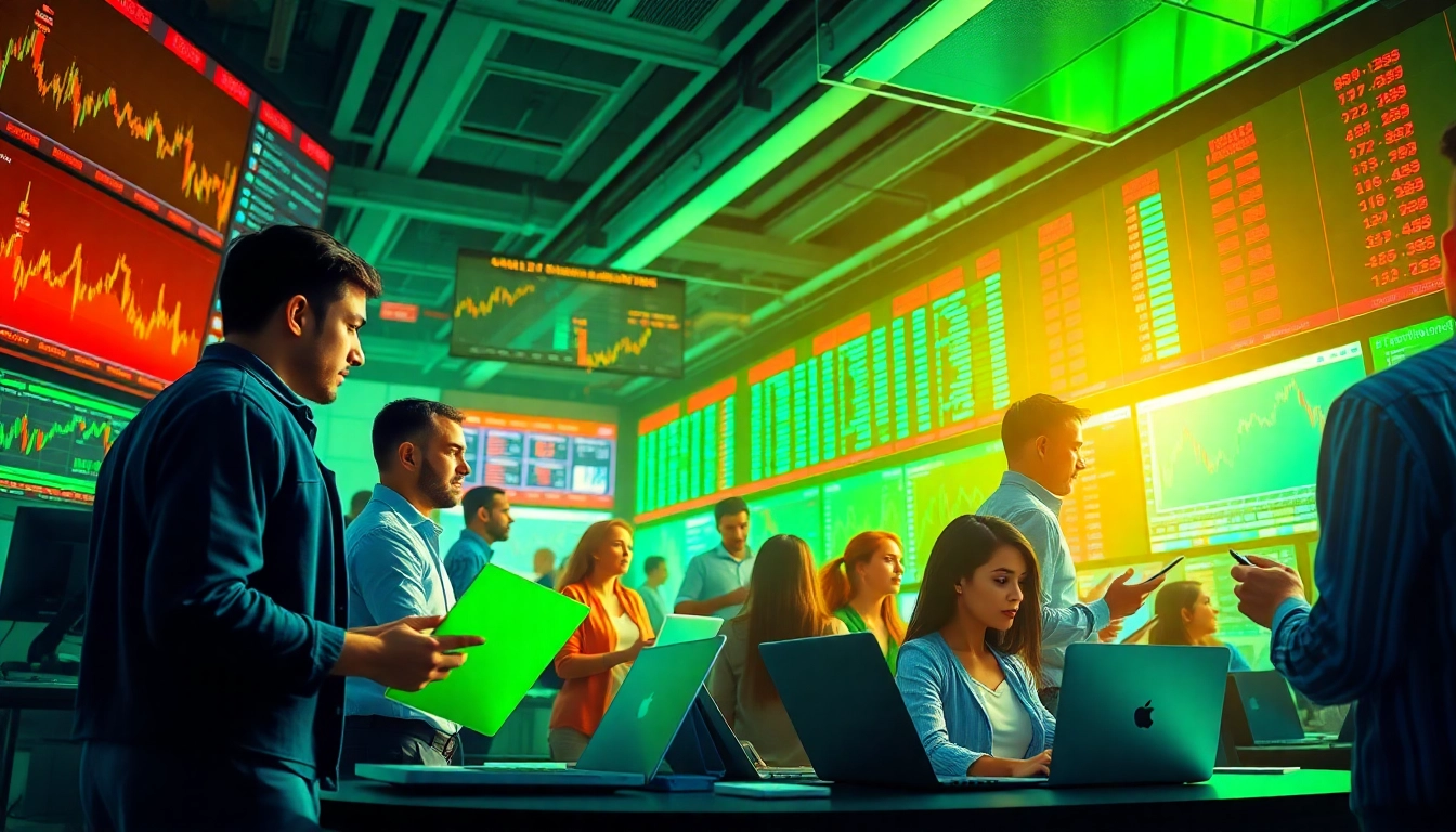 Discover diverse traders engaged in dynamic Tradings on a bustling trading floor.